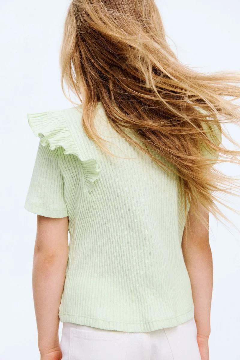 H&M Flounce-trimmed cotton top